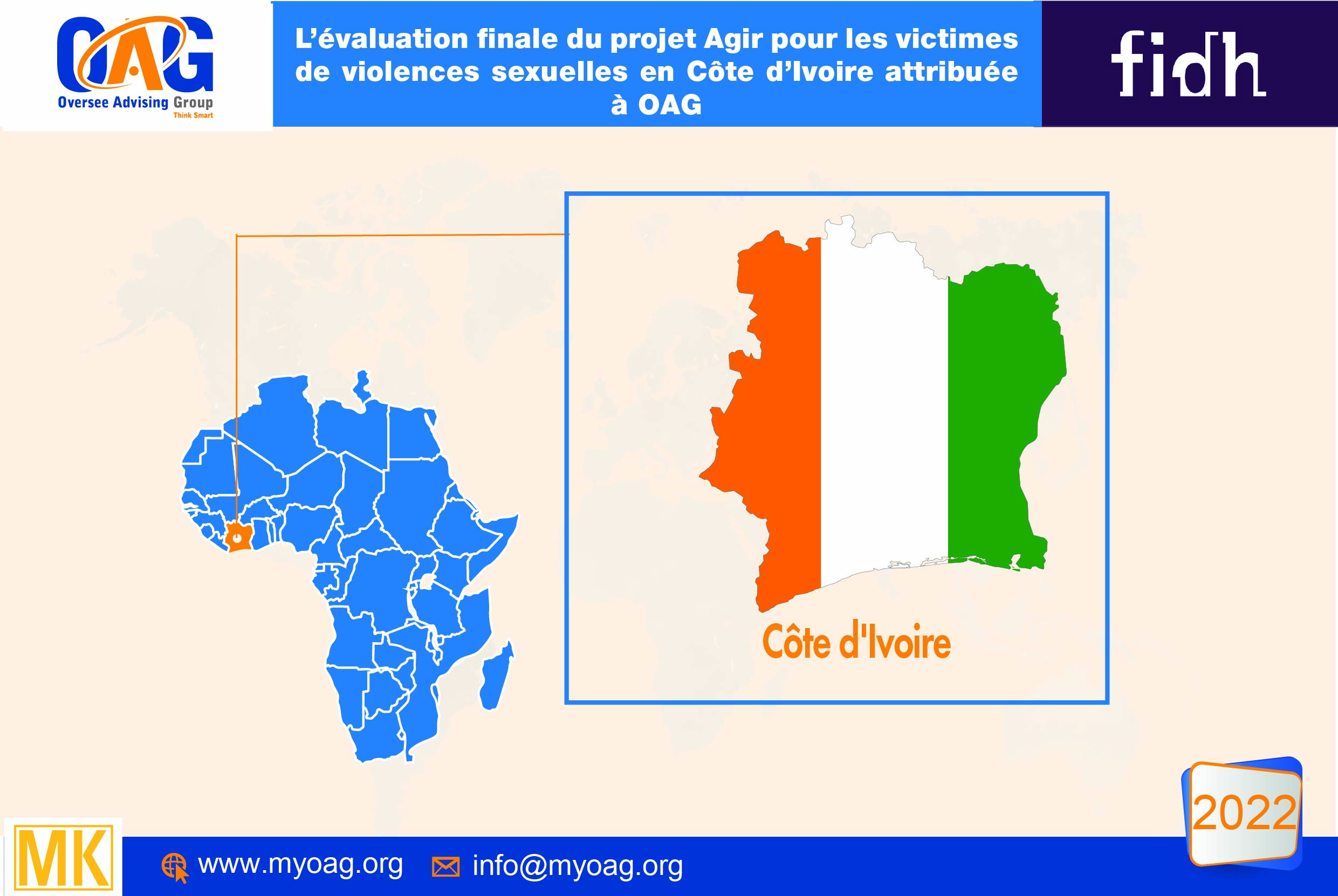L’évaluation finale du projet Agir pour les victimes de violences sexuelles en Côte d’Ivoire attribuée à OAG