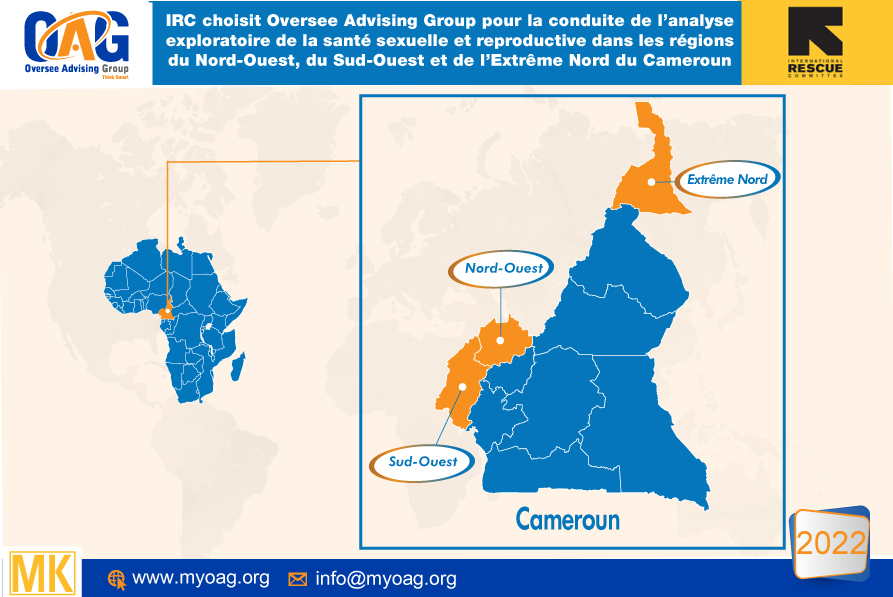 IRC choisit Oversee Advising Group pour la conduite de l’analyse exploratoire de la santé sexuelle et reproductive dans les régions du Nord-Ouest, du Sud-Ouest et de l’Extrême Nord du Cameroun.