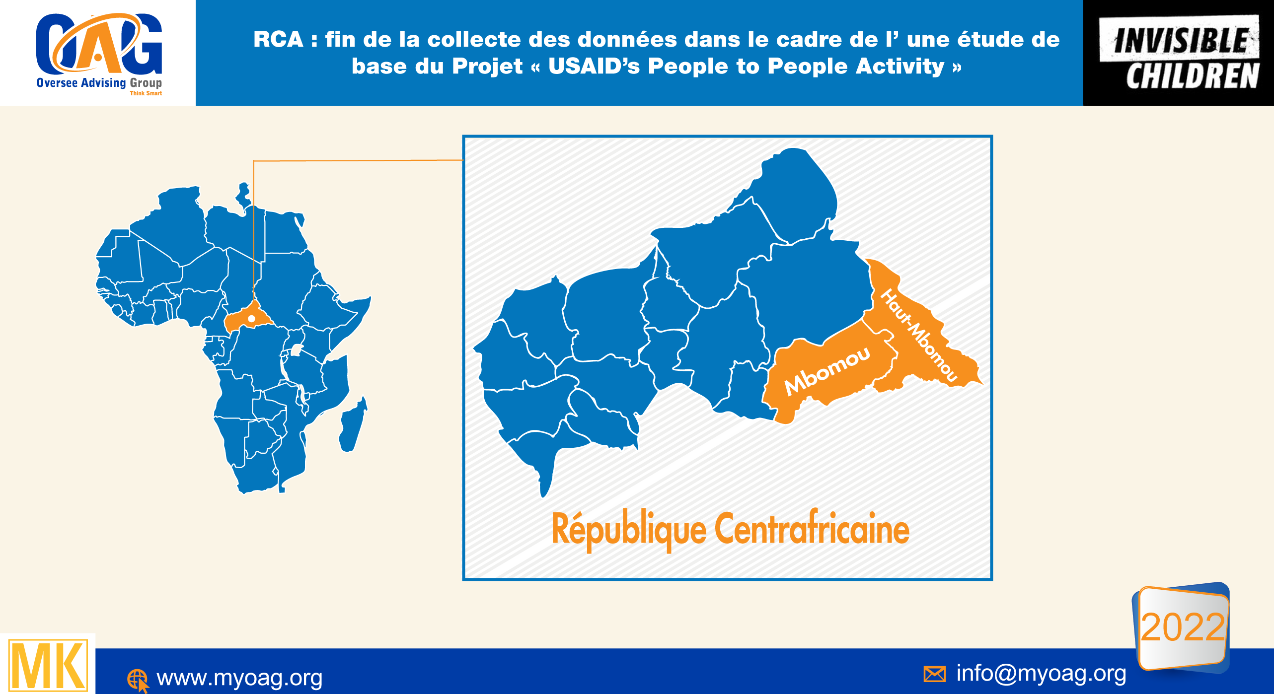 RCA : fin de la collecte des données dans le cadre de l’une étude de base du Projet « USAID’s People to People Activity »