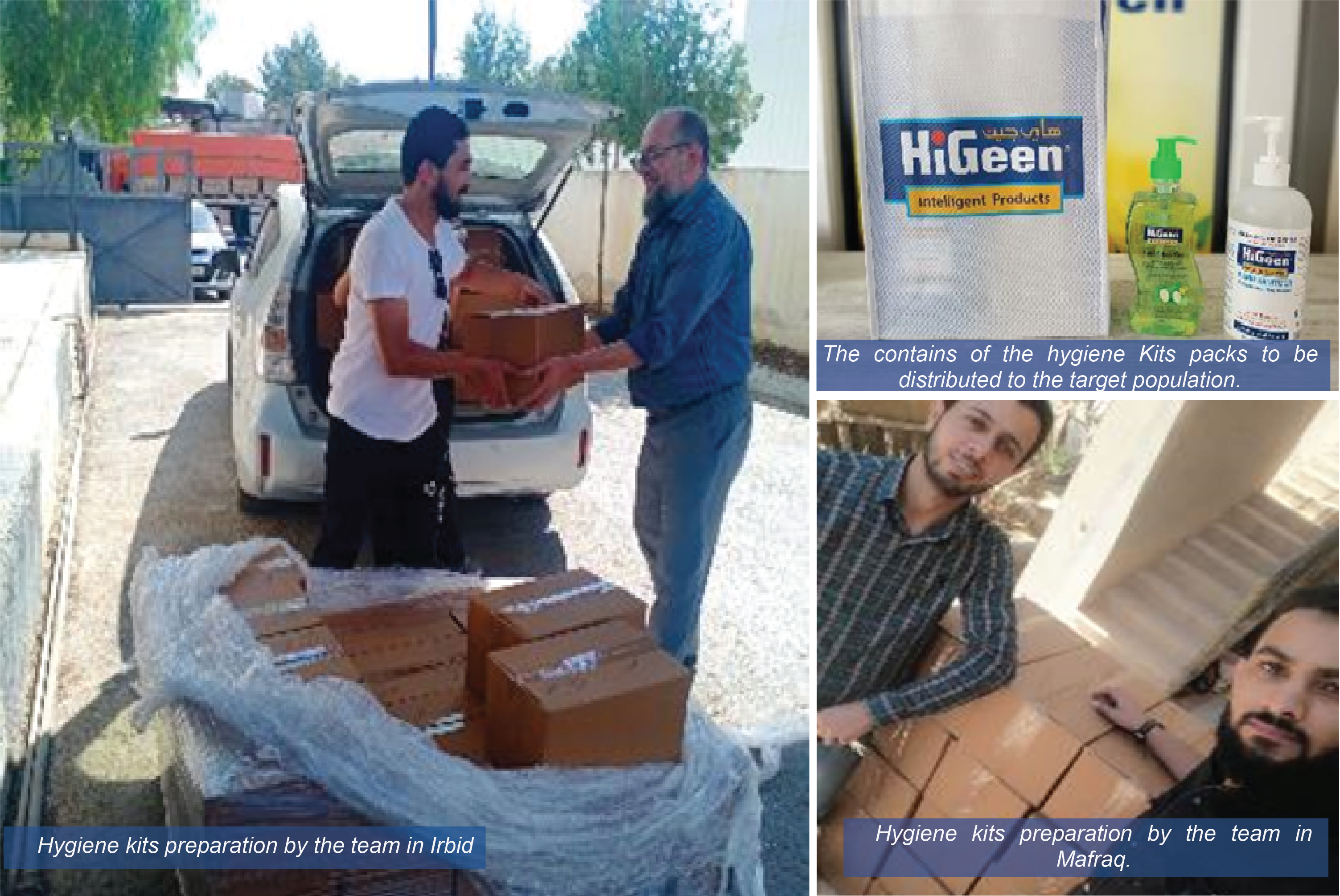 Hygiene kits preparation by the team in Irbid.	